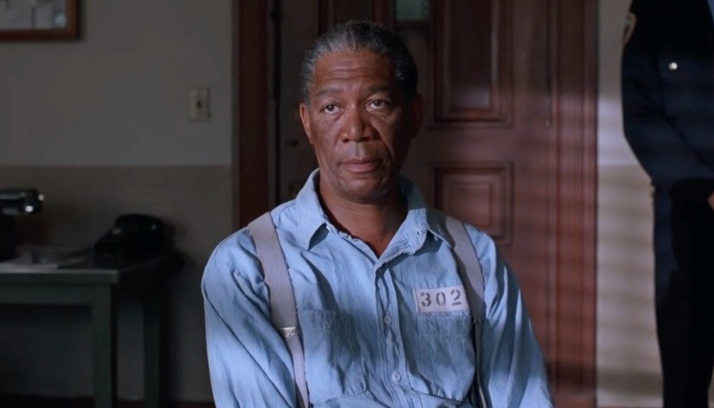 Morgan Freeman as Red in the parole hearings Scene in The Shawshank Redemption (1994)