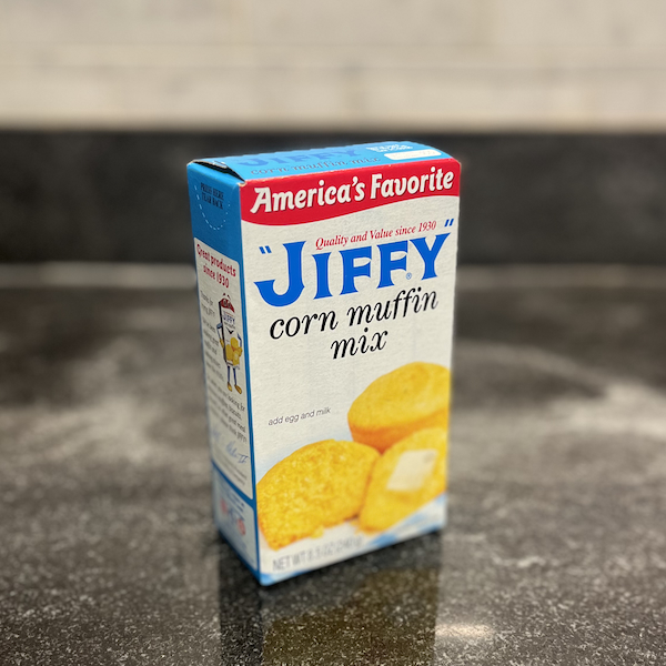 A box of JIFFY Corn Muffin Mix
